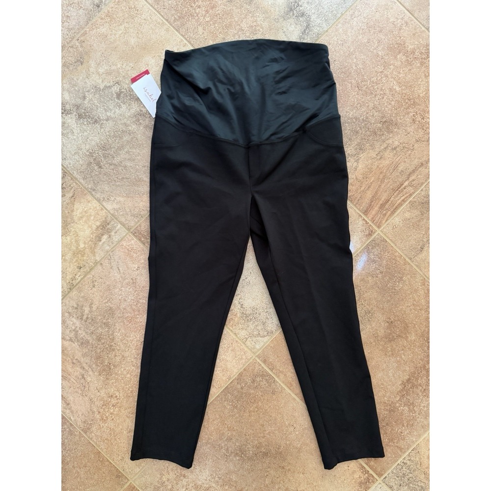 Women's Isabel Maternity Black Ponte Over The Belly Pants Size Large NWT Stretch